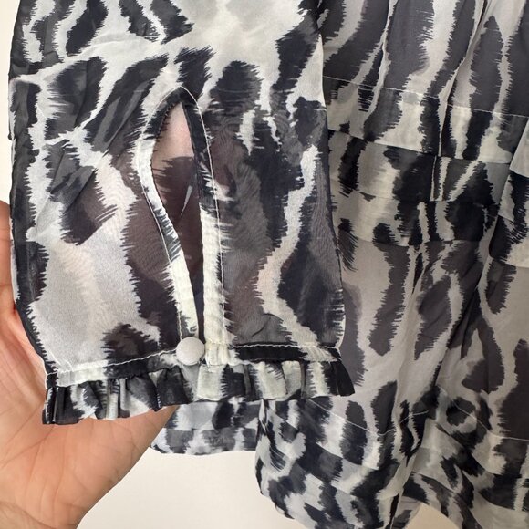 NWT Maeve Long-Sleeve Peter Pan Collared Sheer Mini Ruffled Dress - Picture 12 of 16